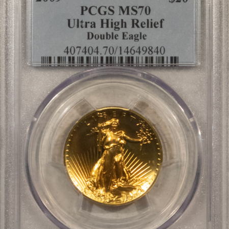 $20 2009 $20 1 OZ GOLD ULTRA HIGH RELIEF AMERICAN EAGLE – PCGS MS-70 + BOX/BOOK/COA