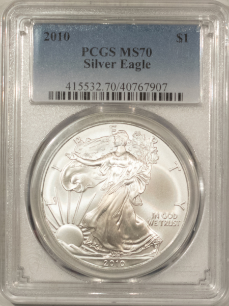 American Silver Eagles 2010 $1 1 OZ AMERICAN SILVER EAGLE – PCGS MS-70, WHITE & PRISTINE! PERFECT!
