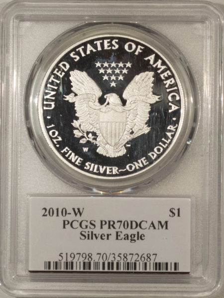 American Silver Eagles 2010-W $1 1 OZ PROOF AMERICAN SILVER EAGLE PCGS PR-70 DCAM MERCANTI SIGNED LABEL