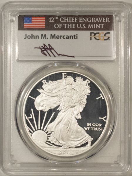 American Silver Eagles 2011-W $1 1 OZ PROOF AMERICAN SILVER EAGLE PCGS PR-70 DCAM MERCANTI SIGNED LABEL