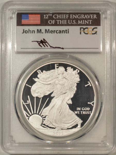 American Silver Eagles 2012-W $1 1 OZ PROOF AMERICAN SILVER EAGLE PCGS PR-70 DCAM MERCANTI SIGNED LABEL