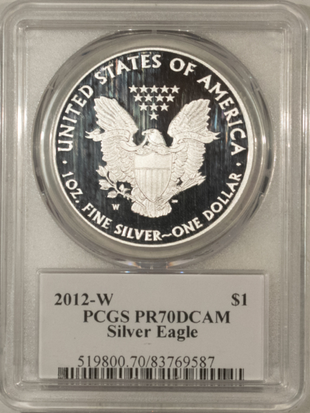 American Silver Eagles 2012-W $1 1 OZ PROOF AMERICAN SILVER EAGLE PCGS PR-70 DCAM MERCANTI SIGNED LABEL