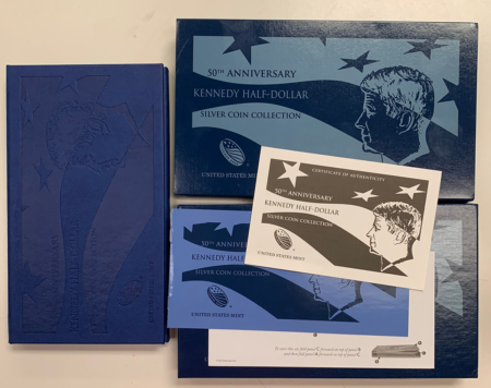 Kennedy Halves 2014 KENNEDY HALF DOLLARS 50TH ANNIVERSARY SILVER 4 COIN SET BU/PR/SP/REV PR OGP