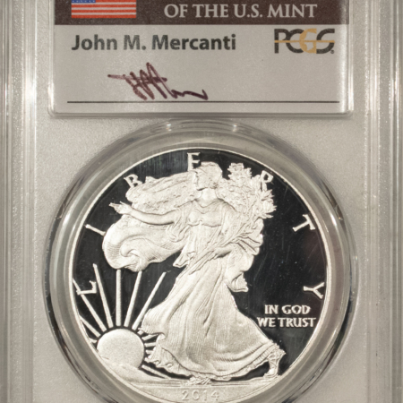 American Silver Eagles 2014-W $1 1 OZ PROOF AMERICAN SILVER EAGLE PCGS PR-70 DCAM MERCANTI SIGNED LABEL