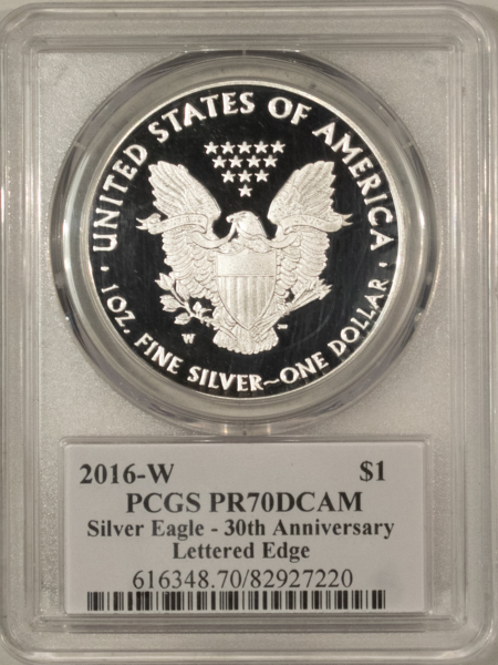 American Silver Eagles 2016-W $1 1 OZ PROOF AMERICAN SILVER EAGLE PCGS PR-70 DCAM MERCANTI SIGNED LABEL