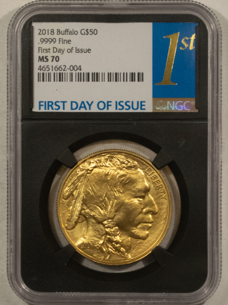 American Gold Eagles, Buffaloes, & Liberty Series 2018 $50 AMERICAN GOLD BUFFALO .9999 1 OZ – NGC MS-70 FIRST DAY OF ISSUE!