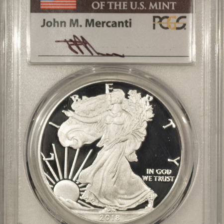 American Silver Eagles 2018-W $1 1 OZ PROOF AMERICAN SILVER EAGLE PCGS PR-70 DCAM MERCANTI SIGNED LABEL