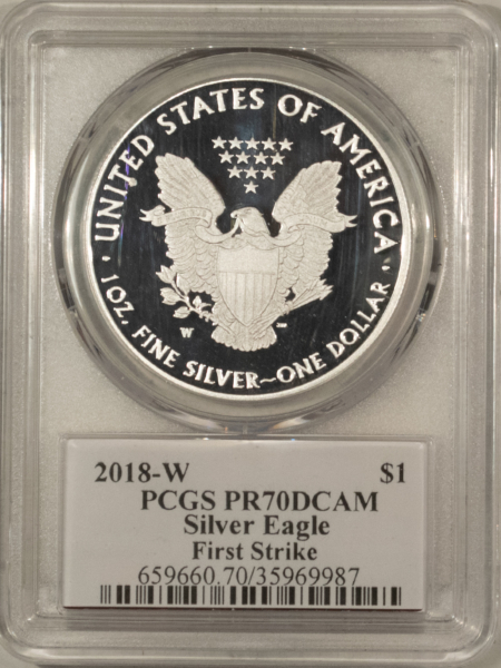 American Silver Eagles 2018-W $1 1 OZ PROOF AMERICAN SILVER EAGLE PCGS PR-70 DCAM MERCANTI SIGNED LABEL
