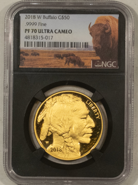 American Gold Eagles, Buffaloes, & Liberty Series 2018-W PROOF $50 AMERICAN GOLD BUFFALO .9999 – NGC PF-70 ULTRA CAMEO!