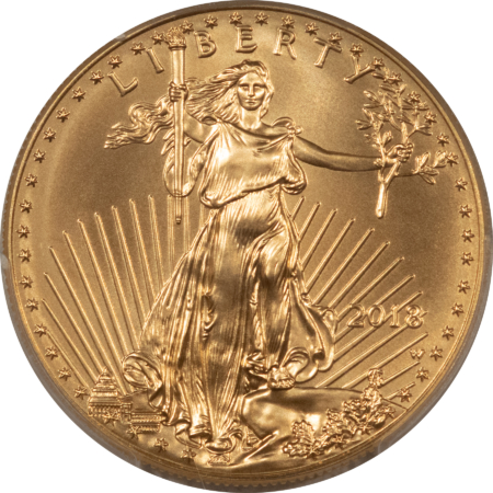 American Gold Eagles, Buffaloes, & Liberty Series 2018-W $50 BURNISHED AMERICAN GOLD EAGLE, 1 OZ – PCGS SP-70