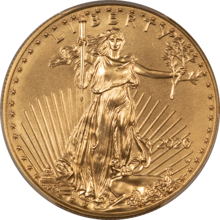 American Gold Eagles, Buffaloes, & Liberty Series 2020-W $50 BURNISHED AMERICAN GOLD EAGLE, 1 OZ – PCGS SP-70