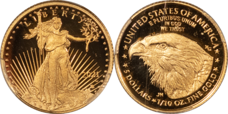 American Gold Eagles, Buffaloes, & Liberty Series 2021W TY 1&2 1/10 OZ $5 PROOF GOLD EAGLE DESIGNERS EDITION SET PCGS PR 69/70DCAM