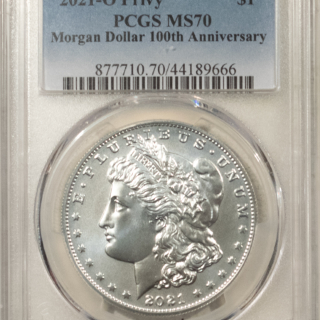 Dollars 2021-O PRIVY $1 MORGAN DOLLAR COMMEMORATIVE – PCGS MS-70, 100TH ANNIVERSARY!