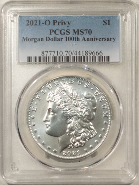 Dollars 2021-O PRIVY $1 MORGAN DOLLAR COMMEMORATIVE – PCGS MS-70, 100TH ANNIVERSARY!