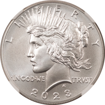Dollars 2023 $1 PEACE DOLLAR SILVER COMMEMORATIVE – NGC MS-70, FIRST RELEASES