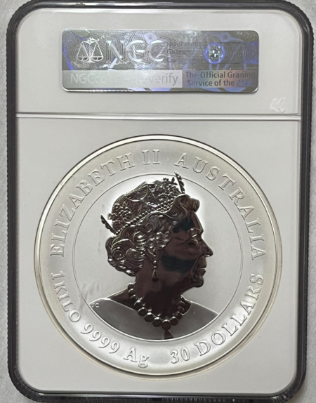 Bullion 2023P AUSTRALIA $30 LUNAR SILVER 1 KILO W 1GR GOLD PRIVY YEAR OF RABBIT NGC MS70