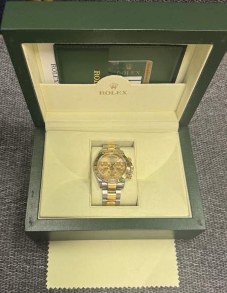 Jewelry Rolex Cosmograph Daytona 40mm Pink Gold Dial/Yellow Gold Mens Two-Tone Watch-EXC