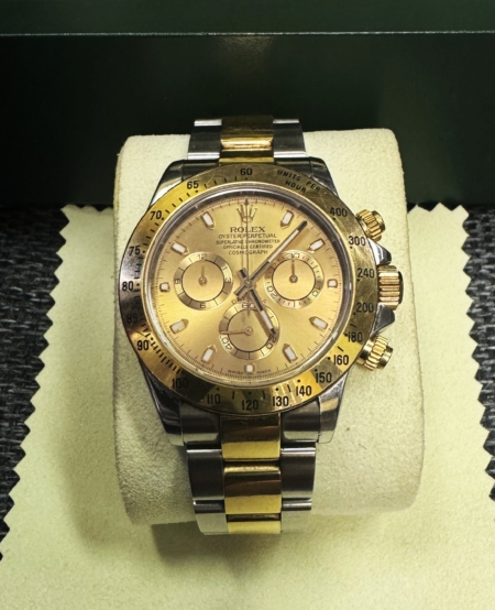 Jewelry Rolex Cosmograph Daytona 40mm Pink Gold Dial/Yellow Gold Mens Two-Tone Watch-EXC