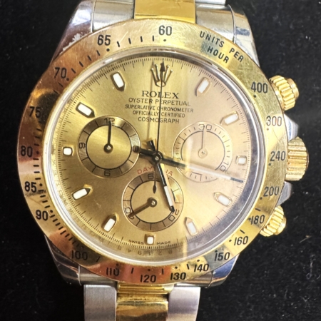 Jewelry Rolex Cosmograph Daytona 40mm Pink Gold Dial/Yellow Gold Mens Two-Tone Watch-EXC