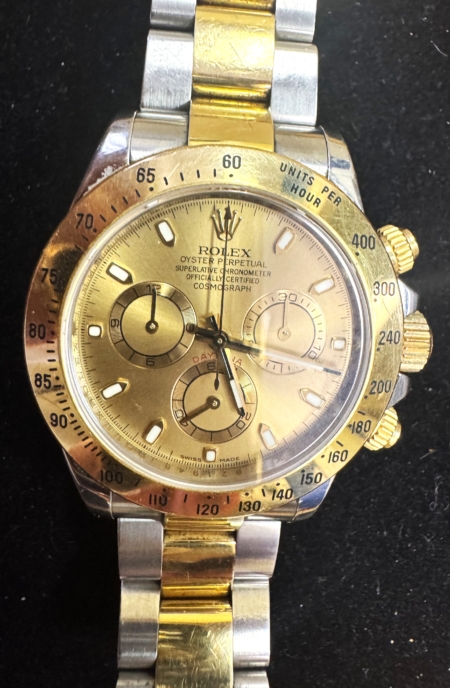 Jewelry Rolex Cosmograph Daytona 40mm Pink Gold Dial/Yellow Gold Mens Two-Tone Watch-EXC
