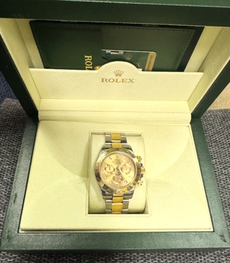Jewelry Rolex Cosmograph Daytona 40mm Pink Gold Dial/Yellow Gold Mens Two-Tone Watch-EXC