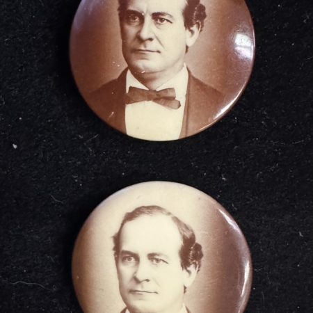 New Store Items 1908 WILLIAM JENNINGS BRYAN PAIR OF 1 1/4″ SEPIA CAMPAIGN BUTTONS-BRIGHT & EXC!