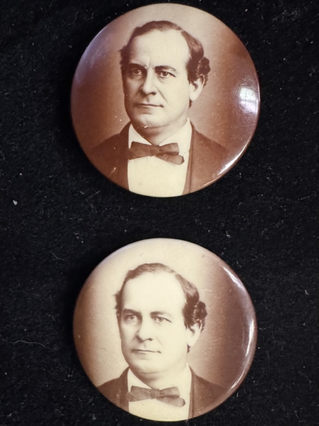 New Store Items 1908 WILLIAM JENNINGS BRYAN PAIR OF 1 1/4″ SEPIA CAMPAIGN BUTTONS-BRIGHT & EXC!