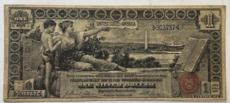 Large Silver Certificates 1896 $1 EDCUATIONAL SILVER CERTIFICATE, FR#224 – PCGS VF-25, NICE ORIGINAL NOTE