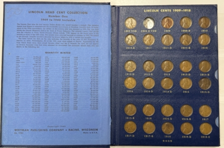 Lincoln Cents (Wheat) 1909-40 LINCOLN CENT 89 COIN SET W/ 1909-S 14-D 24-D 31-S G-XF IN WHITMAN ALBUM!