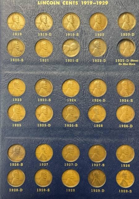 Lincoln Cents (Wheat) 1909-40 LINCOLN CENT 89 COIN SET W/ 1909-S 14-D 24-D 31-S G-XF IN WHITMAN ALBUM!