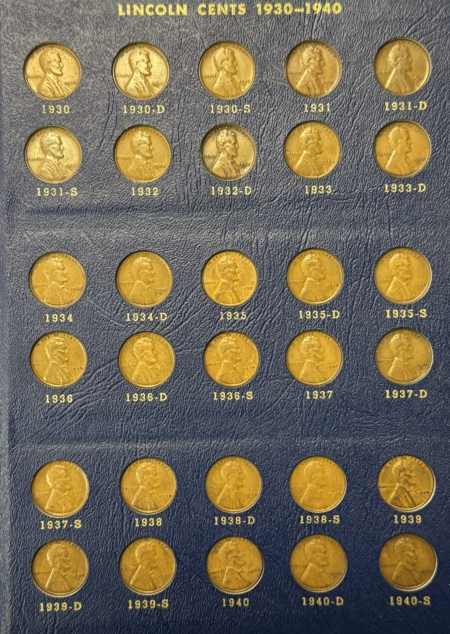 Lincoln Cents (Wheat) 1909-40 LINCOLN CENT 89 COIN SET W/ 1909-S 14-D 24-D 31-S G-XF IN WHITMAN ALBUM!