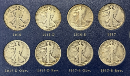 Half Dollars 1916-1940-S WALKING LIBERTY HALF 45 COIN COMPLETE SET GOOD/BETTER WHITMAN ALBUM!