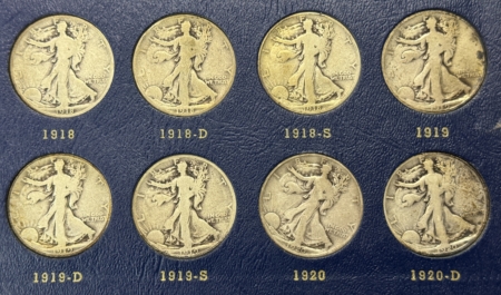 Half Dollars 1916-1940-S WALKING LIBERTY HALF 45 COIN COMPLETE SET GOOD/BETTER WHITMAN ALBUM!