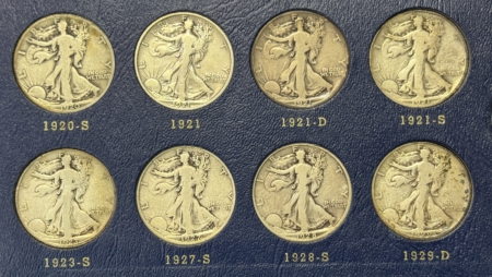 Half Dollars 1916-1940-S WALKING LIBERTY HALF 45 COIN COMPLETE SET GOOD/BETTER WHITMAN ALBUM!