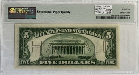 New Store Items 1934 $5 HAWAII WWII EMERGENCY ISSUE FEDERAL RESERVE NOTE, FR#2301m PMG CU-65 EPQ