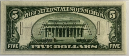 New Store Items 1934 $5 HAWAII WWII EMERGENCY ISSUE FEDERAL RESERVE NOTE, FR#2301m PMG CU-65 EPQ