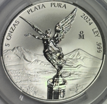 New Store Items 2024-Mo MEXICO 5 ONZA REVERSE PROOF SILVER LIBERTAD 5 OZ SCARCE – PCGS REV PR-70