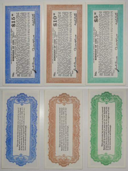 New Store Items VINTAGE 1936 LODI BOROUGH, BERGEN CO. NJ DEPRESSION TAX PAYMENT CERTS, LOT OF 5