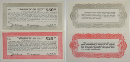 New Store Items VINTAGE 1936 LODI BOROUGH, BERGEN CO. NJ DEPRESSION TAX PAYMENT CERTS, LOT OF 5