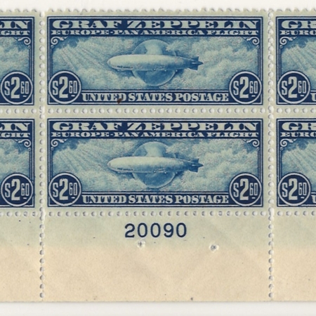Air Post Stamps C-13 TO C-15 GRAF ZEPPELIN ORIGINAL BOTTOM PLATE BLOCK OF 6 (3), MOG-NH-CAT $15K