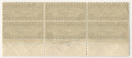 Air Post Stamps C-13 TO C-15 GRAF ZEPPELIN ORIGINAL BOTTOM PLATE BLOCK OF 6 (3), MOG-NH-CAT $15K