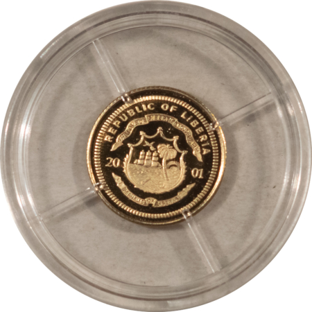 Bullion 2001 LIBERIA $10 GOLD 1/2 GRAM 14KT GOLD MISSILE CRISIS – GEM PROOF W/ COA