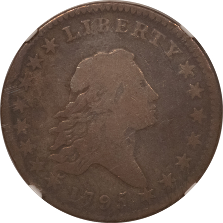 Early Halves 1795 FLOWING HAIR HALF DOLLAR, TWO LEAVES – NGC VG-8, PLEASING TYPE COIN