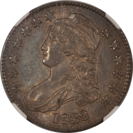 CAC Approved Coins 1832 CAPPED BUST HALF DOLLAR, SMALL LETTERS – NGC AU-58, CAC APPROVED!