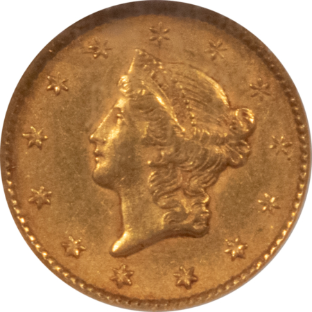 $1 1852 $1 GOLD DOLLAR, TYPE 1 – NGC MS-60
