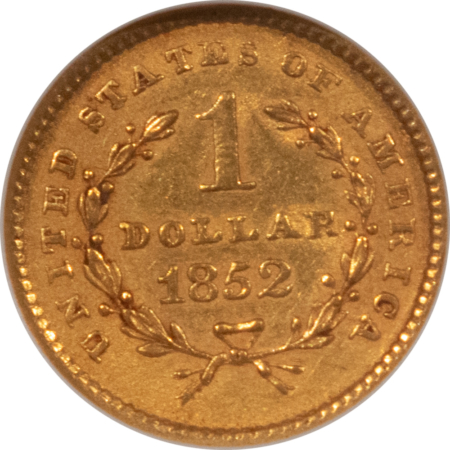 $1 1852 $1 GOLD DOLLAR, TYPE 1 – NGC MS-60