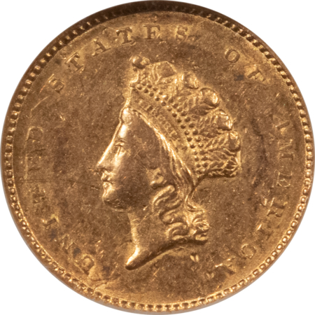 $1 1855 TYPE 2 $1 GOLD DOLLAR – NGC AU-58