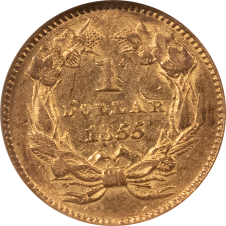 $1 1855 TYPE 2 $1 GOLD DOLLAR – NGC AU-58