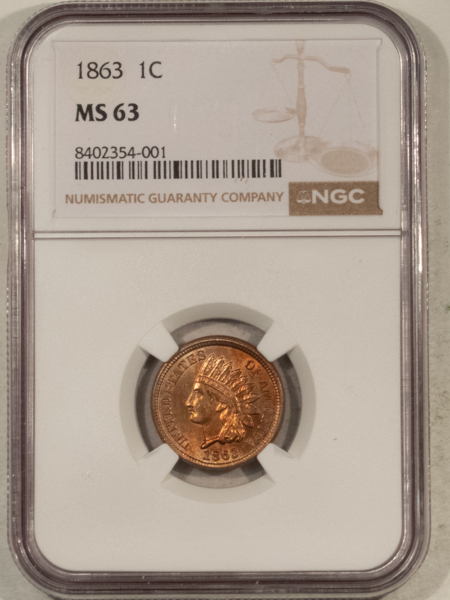 Indian 1863 INDIAN CENT – NGC MS-63, LUSTROUS & PREMIUM QUALITY!