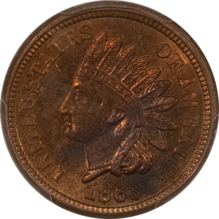 Indian 1863 INDIAN CENT – PCGS MS-64, LUSTROUS & ATTRACTIVE